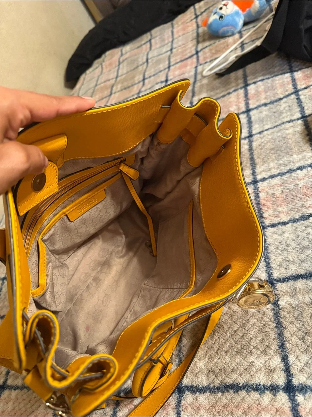 Michael Kors Mustard Yellow Saffiano Satchel with Chain Strap